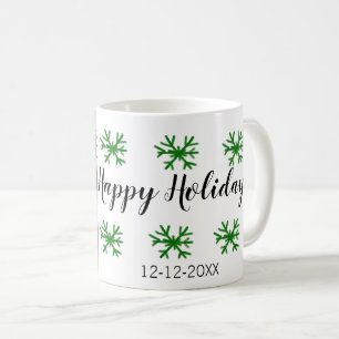 Caneca De Café flocos de neve vermelhos verdes texto foto feliz n