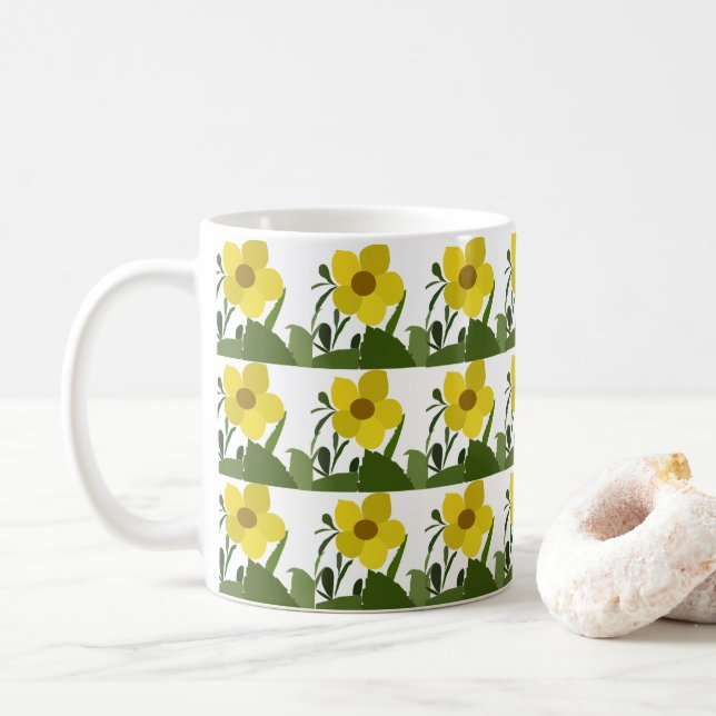 Caneca De Café Flor Amarela (Com Donut)