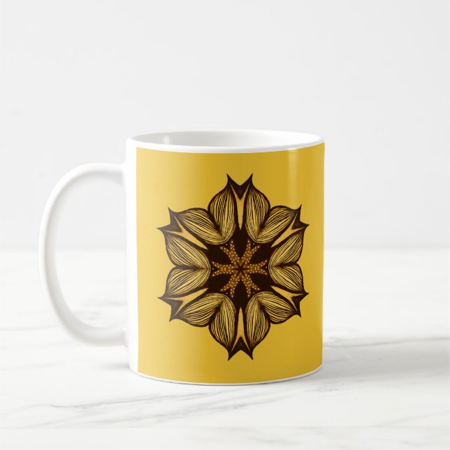 Caneca De Café Flor Amarelo abstrato (Esquerda)