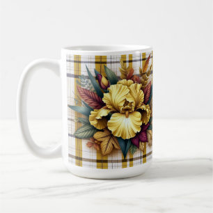 Caneca De Café Flor Amarelo Vibrante Com Folhas De Outono