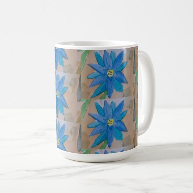Caneca De Café Flor Azul (Frente Esquerda)
