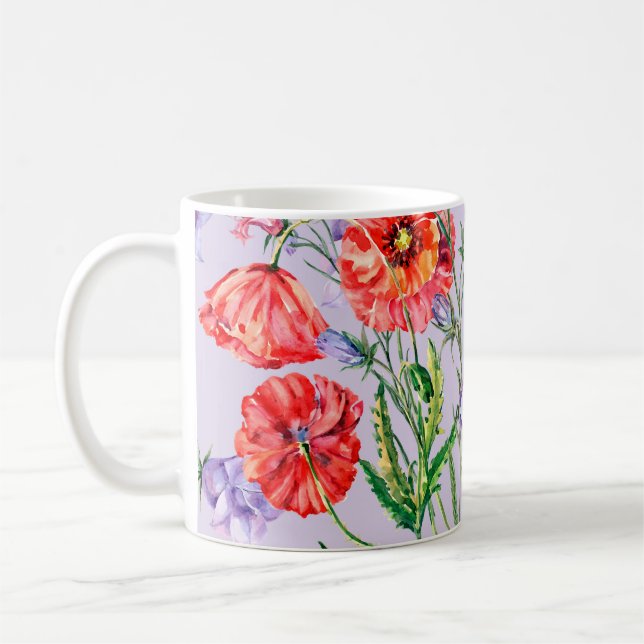 Caneca De Café Flor azul buquê, flor rosa e pop (Esquerda)
