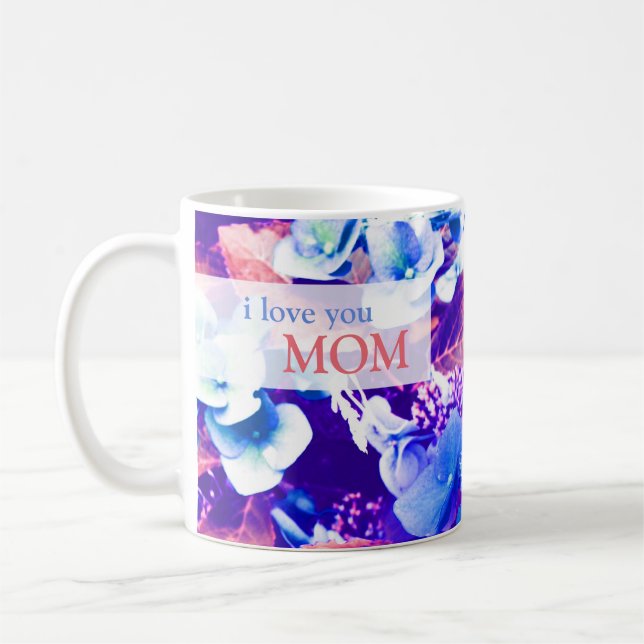 Caneca De Café Flor azul do Hydrangea para o dia das mães (Esquerda)