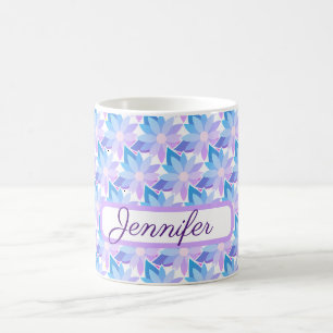 Caneca De Café Flor Azul Roxo bonito
