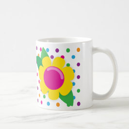 Caneca De Café Flor & bolinhas