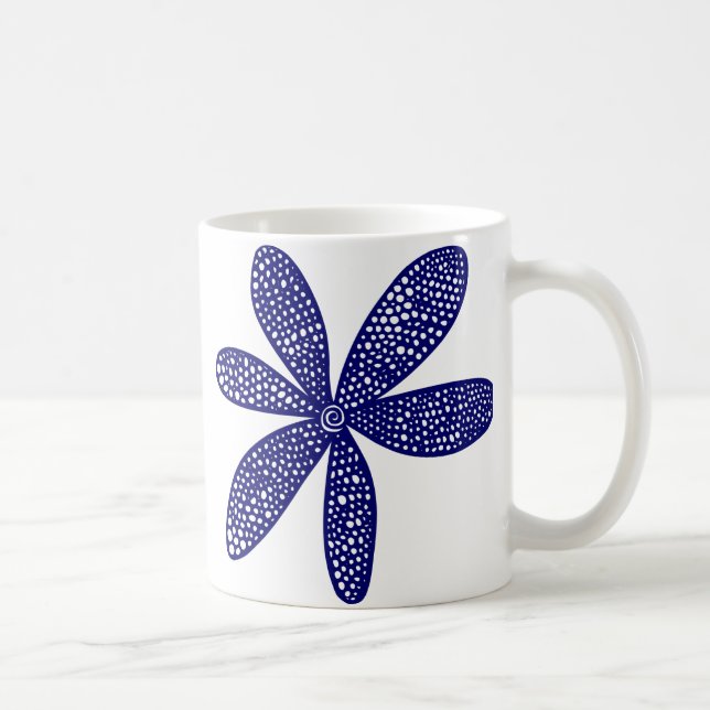 Caneca De Café Flor bonito - Azul Marinho profundo (Direita)