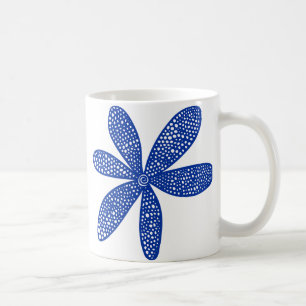 Caneca De Café Flor Bonito - Marinho azul