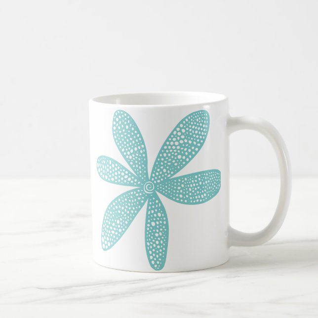 Caneca De Café Flor bonito - Verde Azul Claro (Direita)