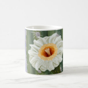 Caneca De Café Flor Branca de Saguaro Cactus Ilustrada