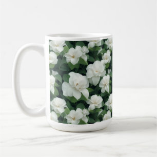 Caneca De Café Flor branco botânico verde-elegante