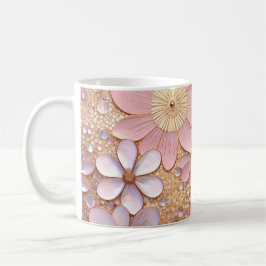 Caneca De Café Flor brilhante rosa pálido