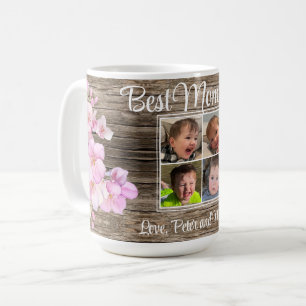 Caneca De Café Flor cor-de-rosa elegante personalizou quatro foto