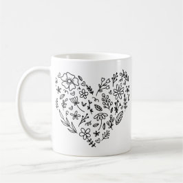 Caneca De Café Flor Coração, Flor, Flores Selvagens Botânica