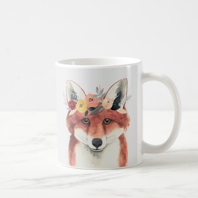 Caneca De Café Flor Coroa Florestal Fox (Direita)