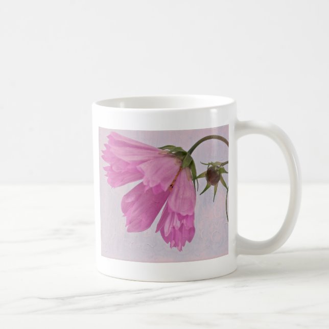 Caneca De Café Flor Cosmo Texturizado Rosa (Direita)