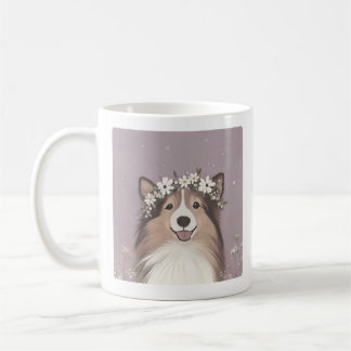 Caneca De Café Flor Crown Sheltie