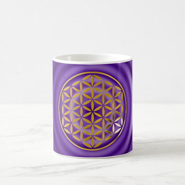 Caneca De Café Flor Da Vida 1 - Carimbo Dourado | ponto violeta (Centro)