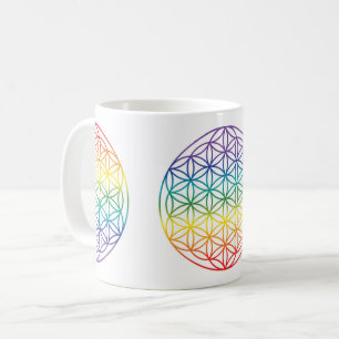 Caneca De Café Flor da vida 7 Chakras Arco-íris