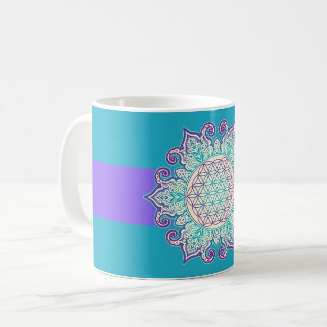 Caneca De Café Flor Da Vida - Índia Mandala 2 (Frente Esquerda)