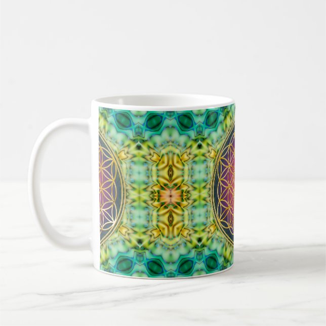 Caneca De Café Flor Da Vida - Ouro - Frente 2 (Esquerda)