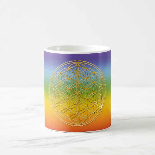 Caneca De Café Flor Da Vida | ouro, pequeno (Centro)