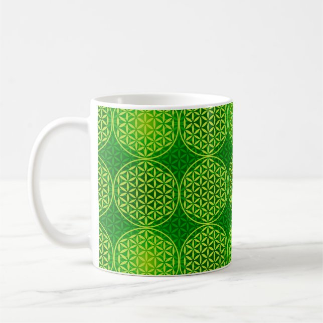 Caneca De Café Flor da vida - padrão do selo - verde (Esquerda)