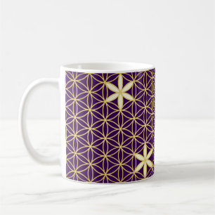 Caneca De Café Flor da Vida - padrão sem descontinuidades - ouro