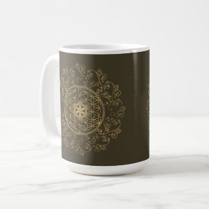 Caneca De Café Flor Da Vida - Vintage Ornament Mandala 2