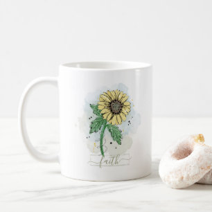 Caneca De Café Flor de Aguarela Amarela Fé