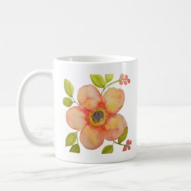 Caneca De Café Flor de Aquarela (Esquerda)