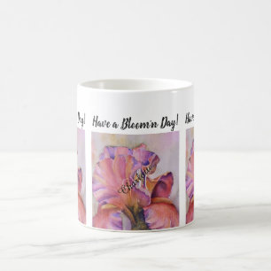 Caneca De Café Flor de Aquarela Iris Rosa