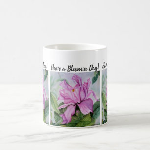 Caneca De Café Flor de Aquarelas Rosa Quente