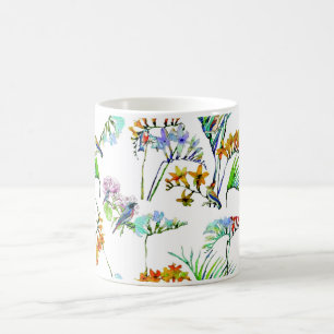 Caneca De Café Flor de aves da fauna da flora tropical