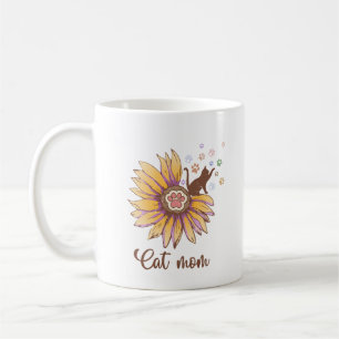 Caneca De Café Flor De Boho E Patas Russas Mãe