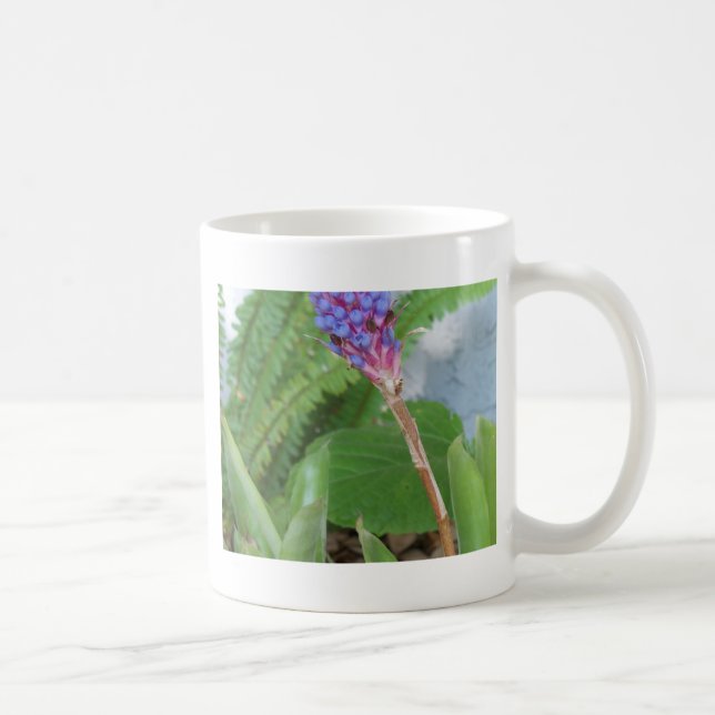 Caneca De Café Flor de Bromelia de Cone Azul (Direita)