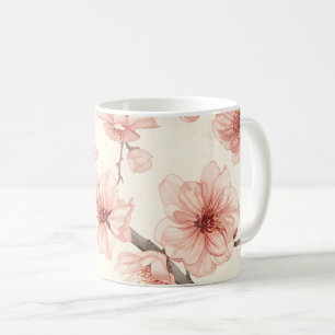 Caneca De Café Flor de Cerejeira Delicada Sem Costura Floral