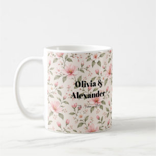Caneca De Café Flor de Cerejeira Rosa Suave Padrão Floral Sem Cos
