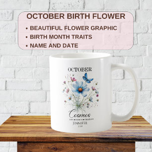 Caneca De Café Flor de Cosmos de Aniversário Personalizável