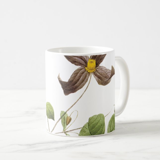 Caneca De Café Flor de couro italiano (Clematis) por Redouté (Frente Esquerda)