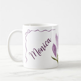 Caneca De Café Flor de Crocus Botânico de Primavera
