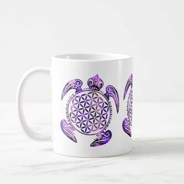 Caneca De Café Flor de DES Lebens da vida/Blume - roxo da (Esquerda)