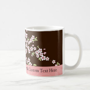 Caneca De Café Flor de Dogwood Rosa/Marrom Personalizado