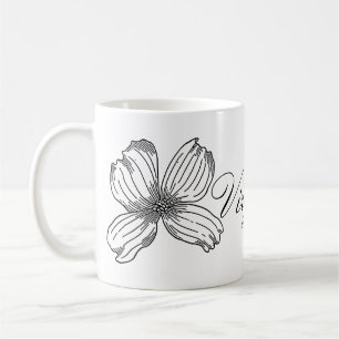 Caneca De Café Flor de estado do Dogwood e branco do preto da