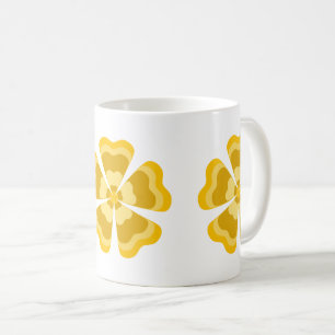 Caneca De Café Flor de Estilo Retro Amarelo