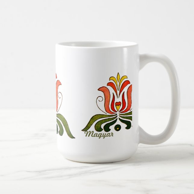 Caneca De Café Flor de Folhas Húngaro (Direita)