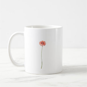 Caneca De Café Flor de Gerbera Vermelho Pálido