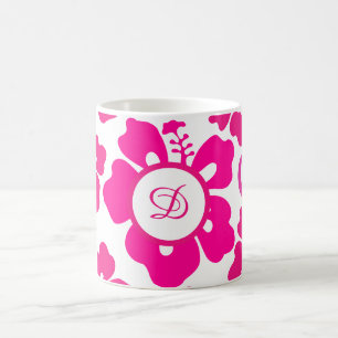 Caneca De Café flor de hibisco tropical hawaii rosa floral rosa