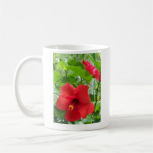 Caneca De Café Flor de hibisco vermelho tropical