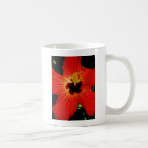 Caneca De Café Flor de Hibiscus Vermelho Brilhante