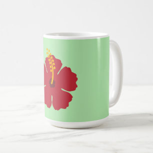 Caneca De Café Flor de Hibiscus Vermelho de Cartoon Simples